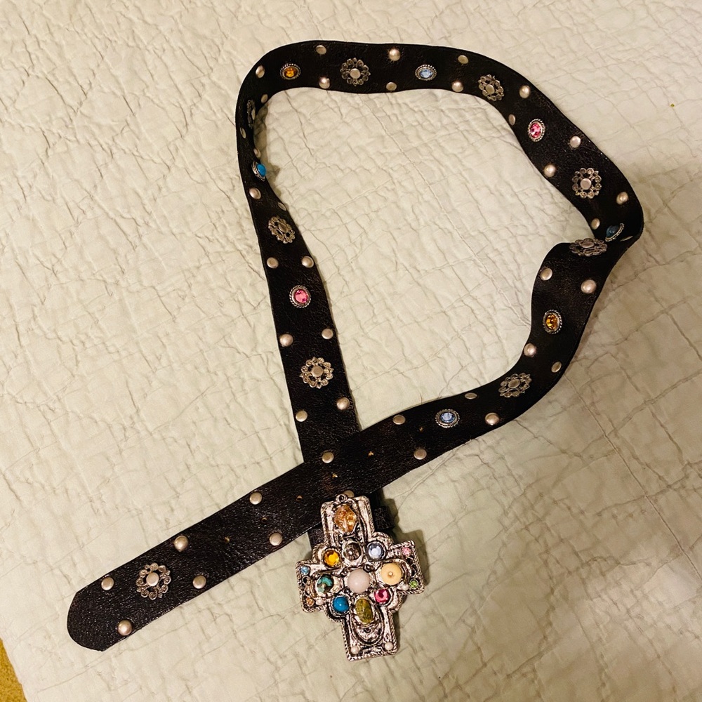 leather rock belt